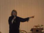 Carolyn makes a point during a demonstration of spirit